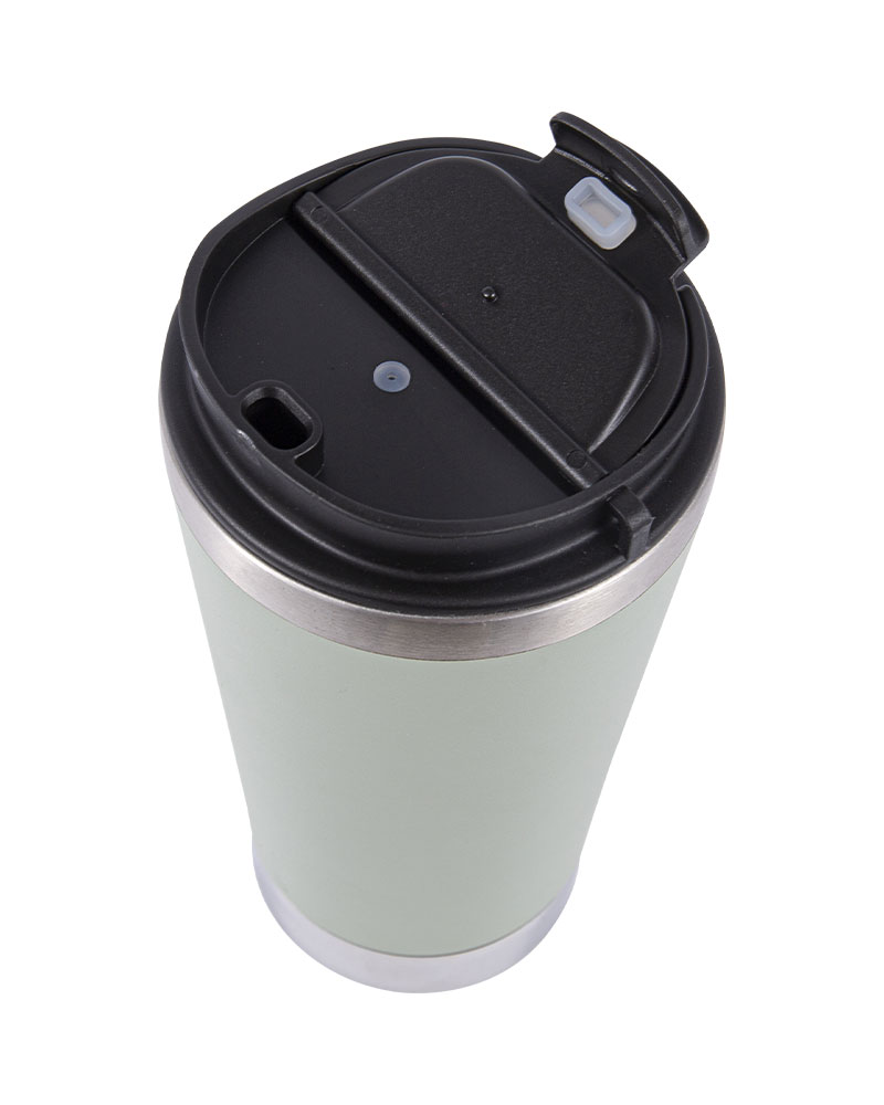 Mirror-Finish Rim & Base Stainless Steel Insulated Coffee Travel Mug