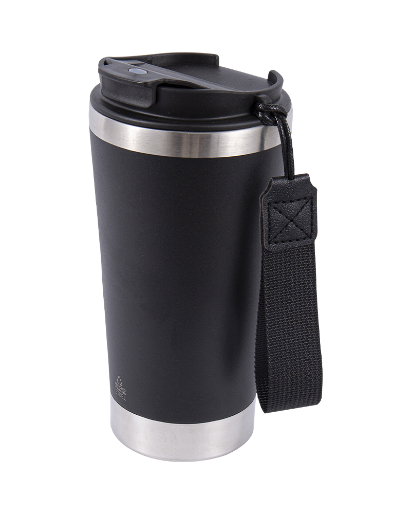 Mirror-Finish Rim & Base Stainless Steel Insulated Coffee Travel Mug