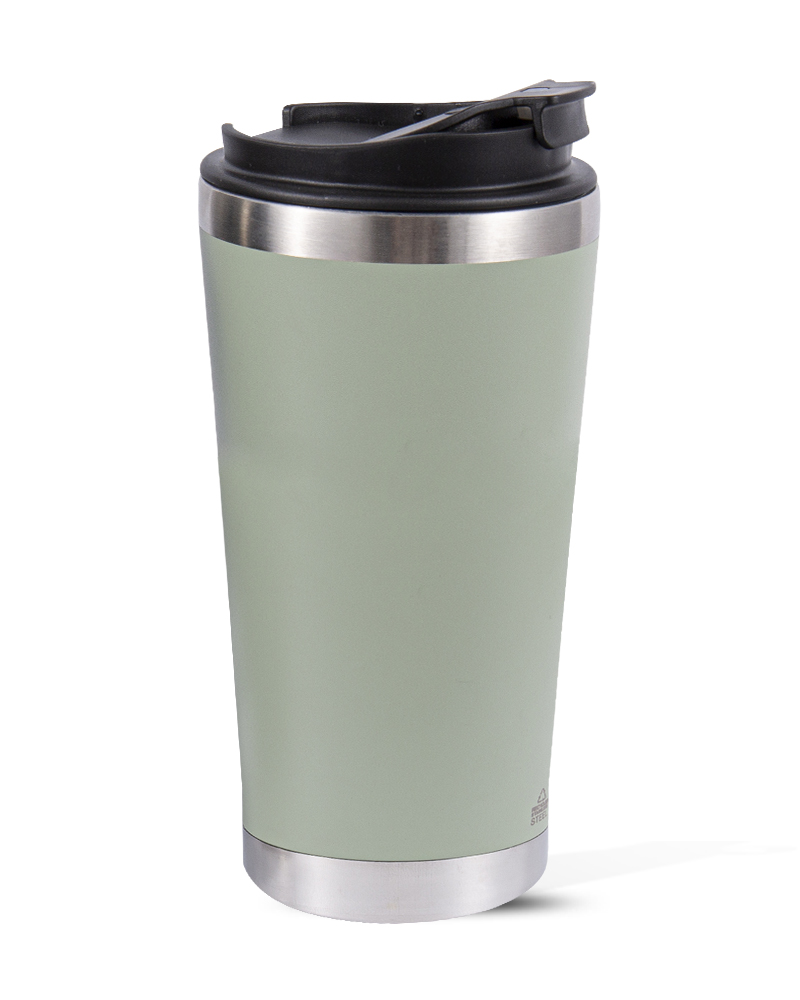 Mirror-Finish Rim & Base Stainless Steel Insulated Coffee Travel Mug