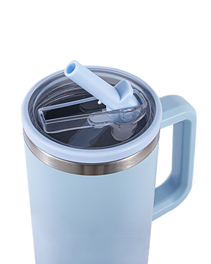 Gradient Color Splash-Proof Sliding Lid Stainless Steel Car Mug