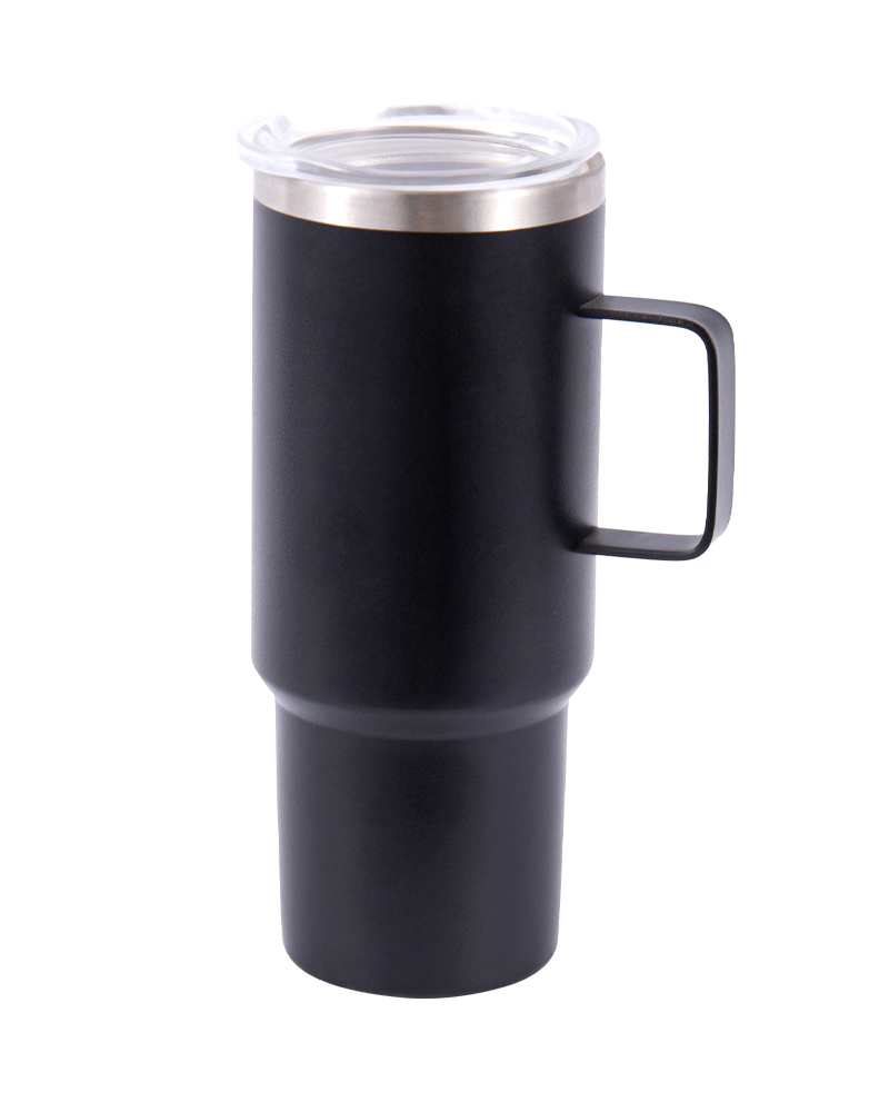 Black Minimalist Stainless Steel Car Thermos Mug with Clear Lid