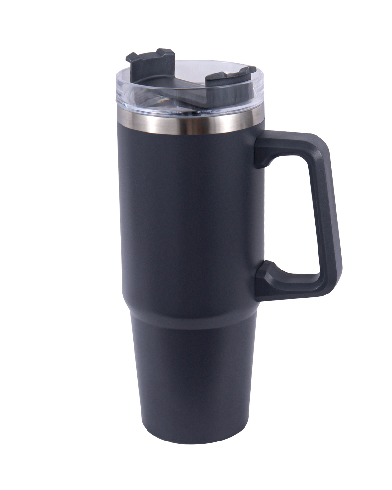 Large Double-Wall Stainless Steel Travel Car Thermos Mug with Carry Handle