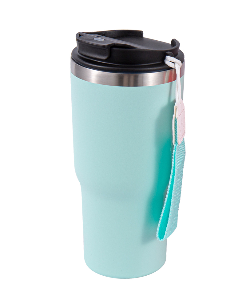 Food-Grade Stainless Steel Coffee Mug with Anti-Slip Grip and Lanyard