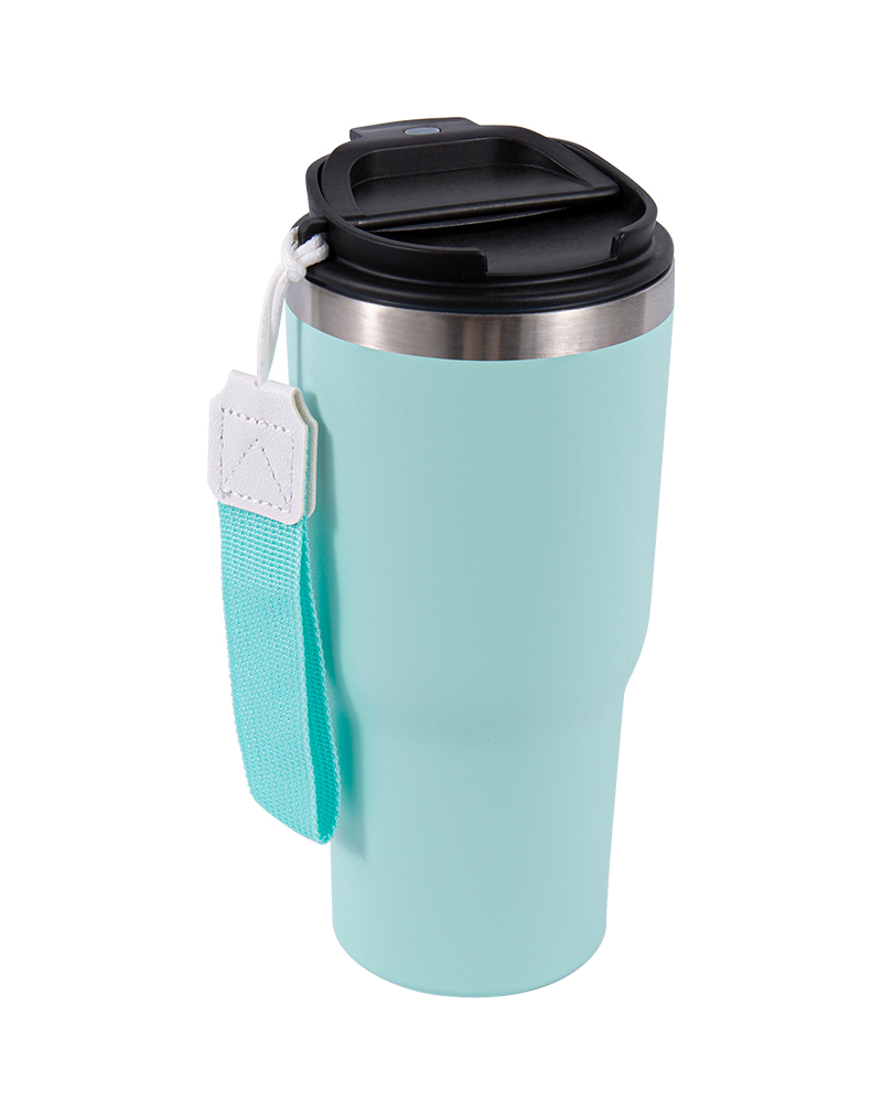 Food-Grade Stainless Steel Coffee Mug with Anti-Slip Grip and Lanyard