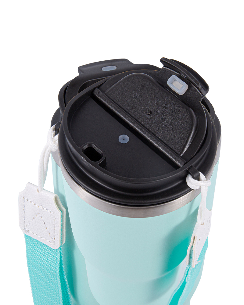 Food-Grade Stainless Steel Coffee Mug with Anti-Slip Grip and Lanyard