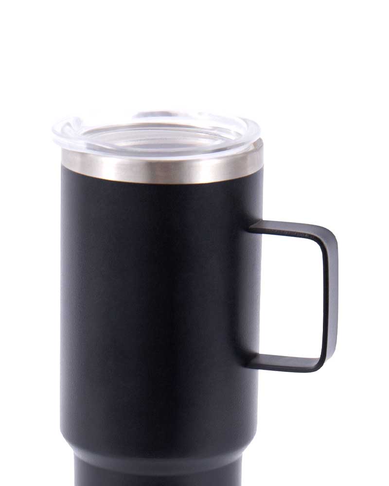 Black Minimalist Stainless Steel Car Thermos Mug with Clear Lid