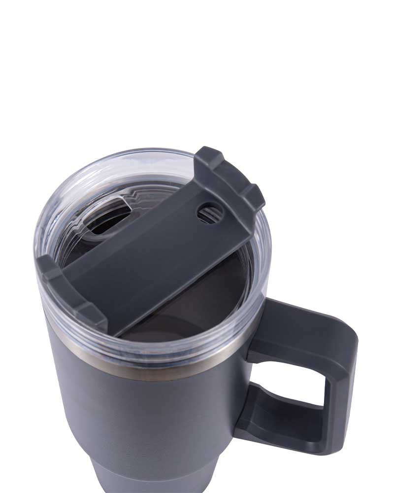 Large Double-Wall Stainless Steel Travel Car Thermos Mug with Carry Handle